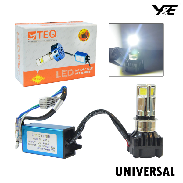 YTEQ LED HEADLIGHTSUNIVERSAL (PLAS.B) WHITE Y&E Bikers World Sdn